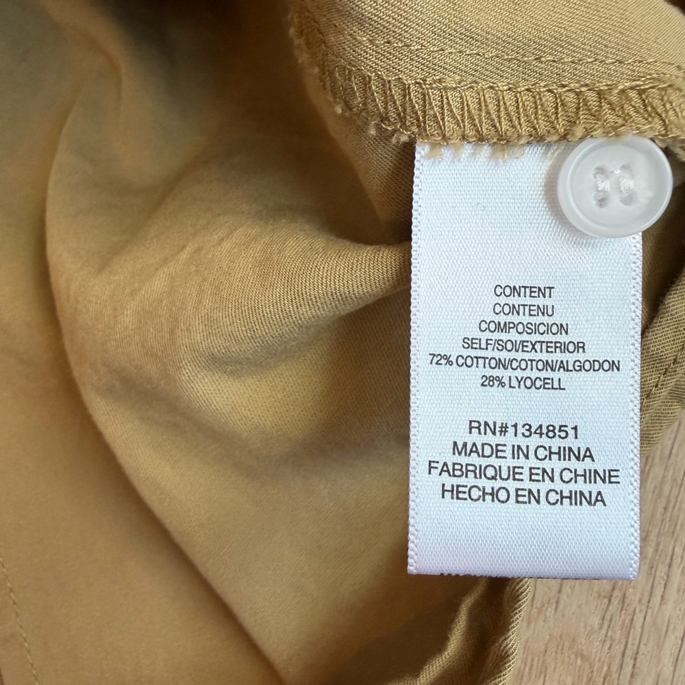 Wayf Libby Shirt Dress Khaki Tan Bloomingdale’s Cotton Lyocell Long Sleeve MED - Picture 6 of 11